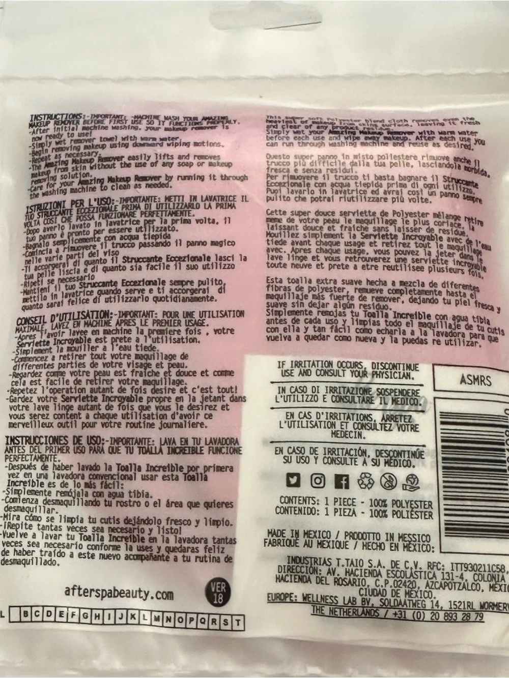 Pink Reusable Makeup Remover Cloth - Gentle Cleansing with Water